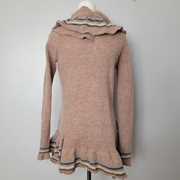 Sparrow Anthropologie Wool Angora Ruffle Sweater Cardigan Sz M Boho Stevie Nicks - Picture 3 of 6
